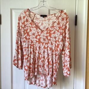 Rachel Zoe Floral bell Sleeve Boho Peasant Blouse Sz M